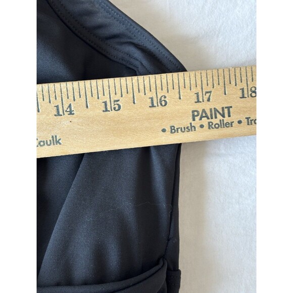 Lands End Womens 16 W Wrap Front Swim Top Black Solid Tummy Control Tankini - Picture 10 of 10